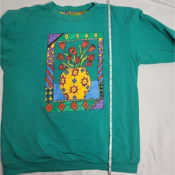 VINTAGE 80s Ken Done reversible floral long sleeve top M - Picture 10 of 11